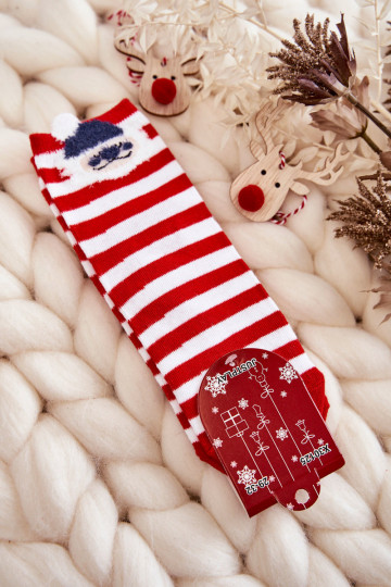 Sokken met strepen Met Kerstman Wit-rode kleuren 2
