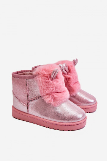 Kindersnowboots verwarmd met bont aan de binnenkant met oren roze Betty