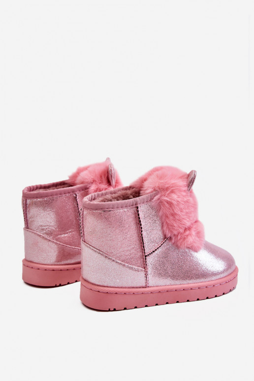 Kindersnowboots verwarmd met bont aan de binnenkant met oren roze Betty Kindersnowboots verwarmd met bont aan de binnenkant met oren roze Betty