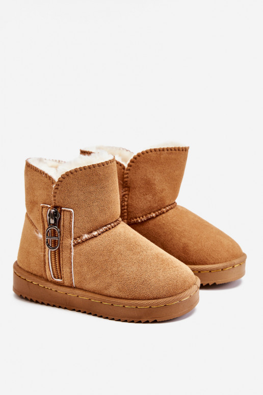 Kindersnowboots van bruine kleur Catellie, verwarmd met een resistent model Kindersnowboots van bruine kleur Catellie, verwarmd met een resistent model