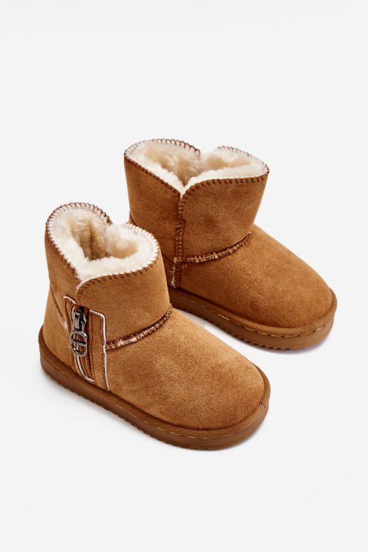 Kindersnowboots van bruine kleur Catellie, verwarmd met een resistent model Kindersnowboots van bruine kleur Catellie, verwarmd met een resistent model
