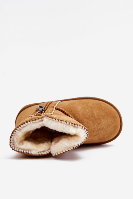 Kindersnowboots van bruine kleur Catellie, verwarmd met een resistent model Kindersnowboots van bruine kleur Catellie, verwarmd met een resistent model