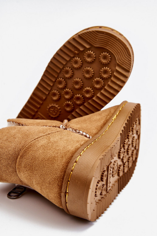 Kindersnowboots van bruine kleur Catellie, verwarmd met een resistent model Kindersnowboots van bruine kleur Catellie, verwarmd met een resistent model