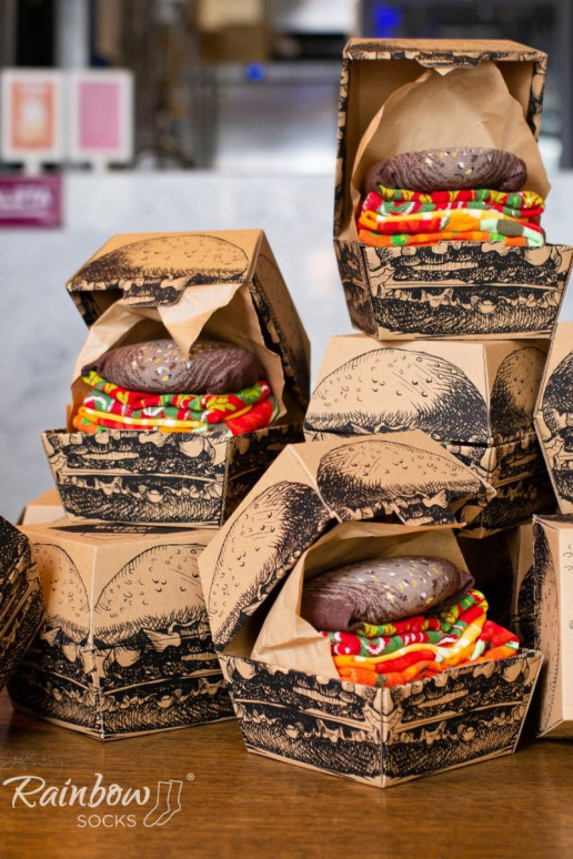 Gekleurde sokken in doosje Burger Vege 2 paar Gekleurde sokken in doosje Burger Vege 2 paar