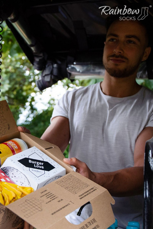 Gekleurde sokken in een doosje Maaltijdsokken Box Burger 5 Par Gekleurde sokken in een doosje Maaltijdsokken Box Burger 5 Par