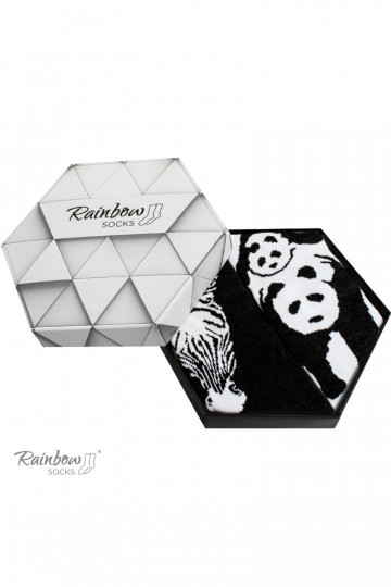 Gekleurde sokken in een doosje Zwart en wit 2 paar