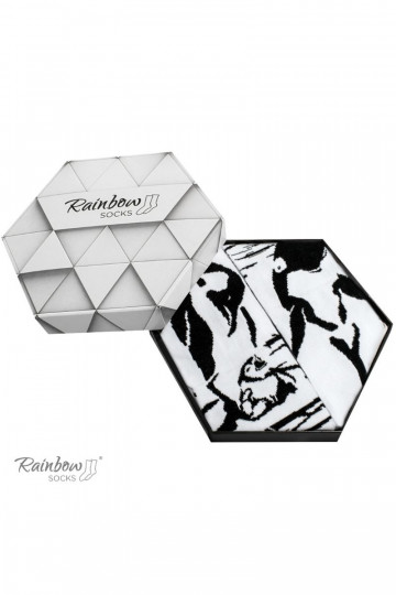 Gekleurde sokken in een doosje Zwart en wit 2 paar