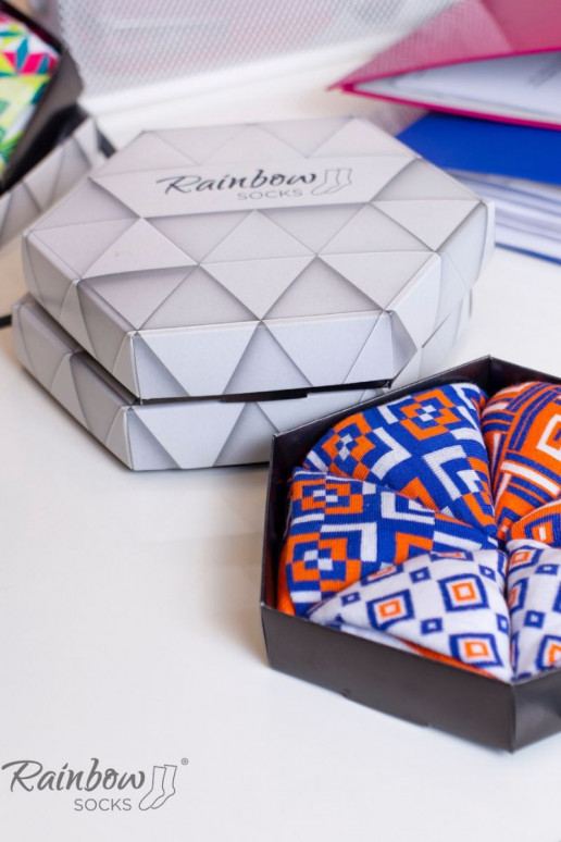 Gekleurde sokken met geometrische patronen 3 paar Gekleurde sokken met geometrische patronen 3 paar