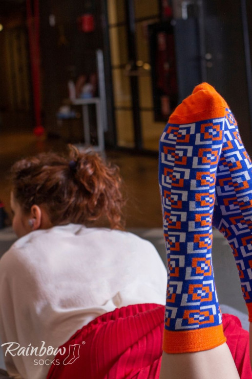 Gekleurde sokken met geometrische patronen 3 paar Gekleurde sokken met geometrische patronen 3 paar