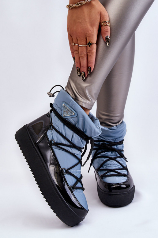 snowboots met veters in de blauwe kleur Carrios snowboots met veters in de blauwe kleur Carrios