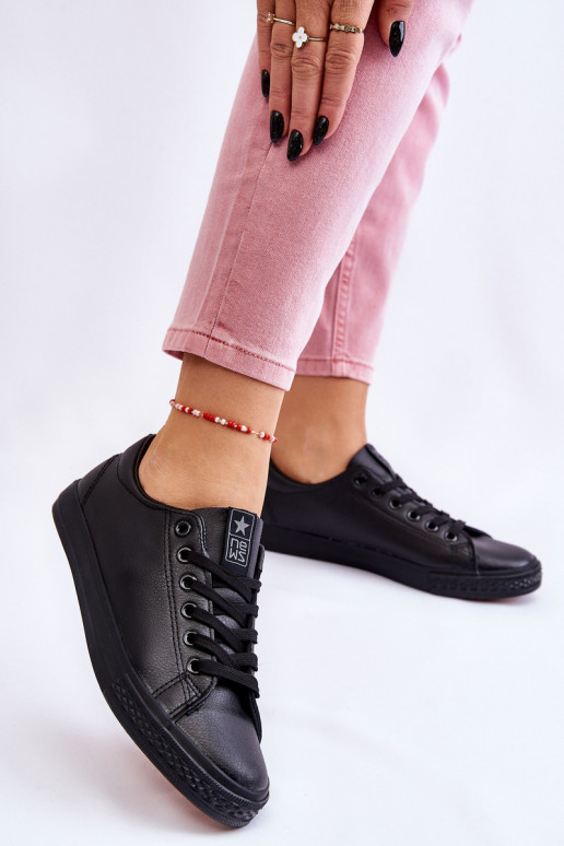 met bandjes Klassiek model vrijetijdsschoenen in de kleur zwart Misima