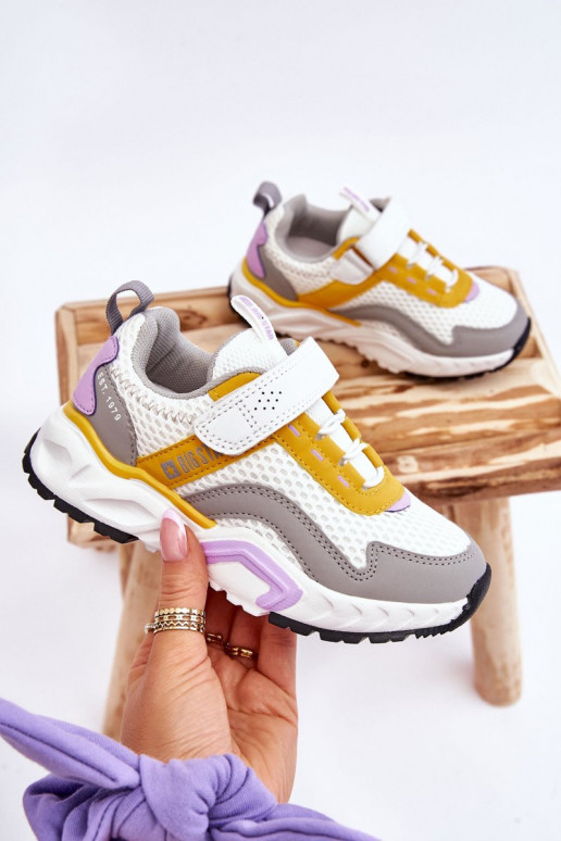 Kindersneakers met zelfklevende sluiting Big Star JJ374257 Wit-geel Kindersneakers met zelfklevende sluiting Big Star JJ374257 Wit-geel