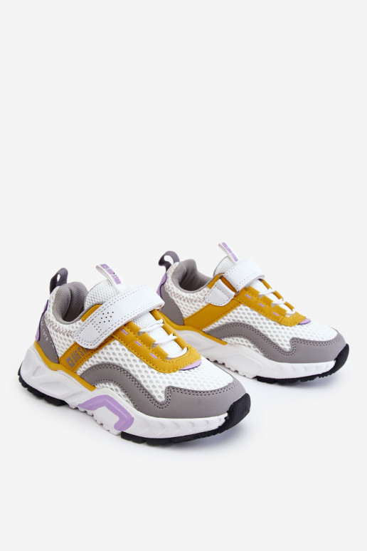Kindersneakers met zelfklevende sluiting Big Star JJ374257 Wit-geel Kindersneakers met zelfklevende sluiting Big Star JJ374257 Wit-geel