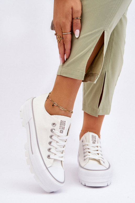 vrijetijdsschoenen met platform Big Star LL274150 witte kleur vrijetijdsschoenen met platform Big Star LL274150 witte kleur