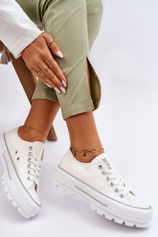 vrijetijdsschoenen met platform Big Star LL274150 witte kleur vrijetijdsschoenen met platform Big Star LL274150 witte kleur