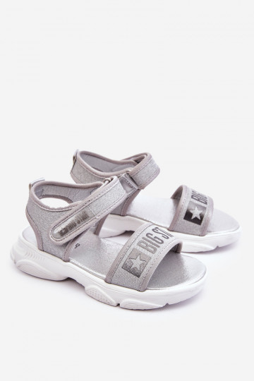 Kindersandalen met zelfklevende sluiting Big Star LL374194 zilverkleur