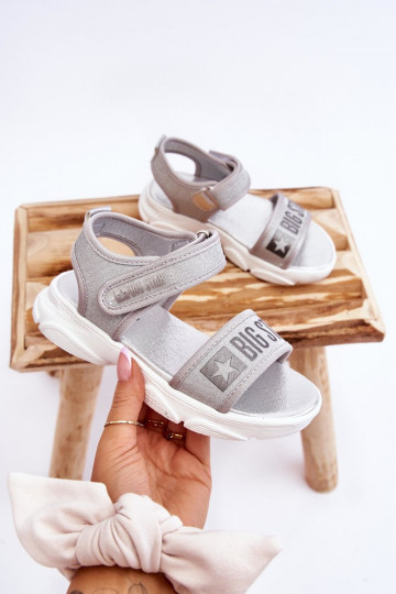 Kindersandalen met zelfklevende sluiting Big Star LL374194 zilverkleur 2