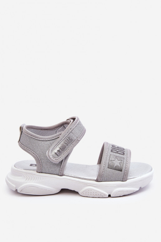 Kindersandalen met zelfklevende sluiting Big Star LL374194 zilverkleur