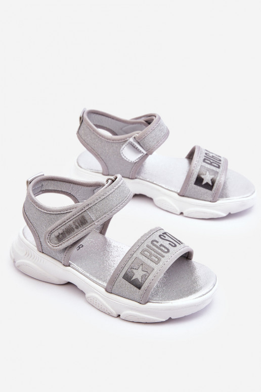 Kindersandalen met zelfklevende sluiting Big Star LL374194 zilverkleur