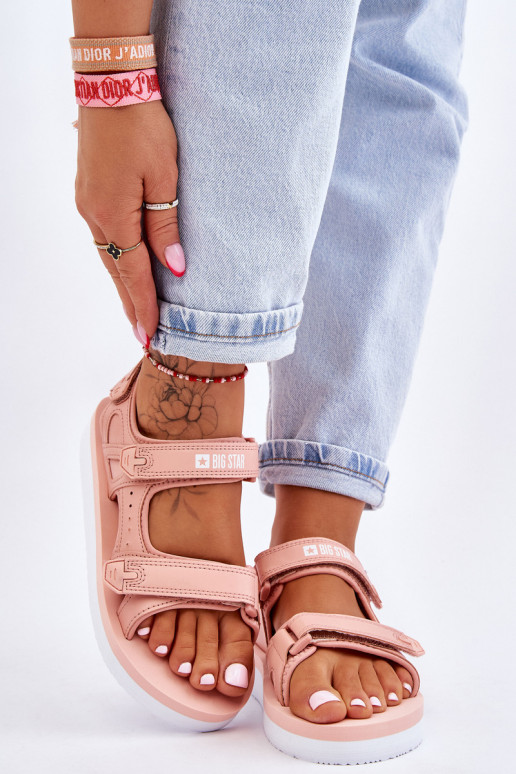 Sandalen in sportstijl met platform Big Star LL274788 roze kleur Sandalen in sportstijl met platform Big Star LL274788 roze kleur