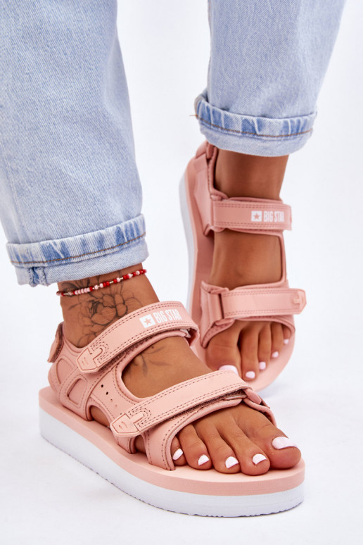 Sandalen in sportstijl met platform Big Star LL274788 roze kleur Sandalen in sportstijl met platform Big Star LL274788 roze kleur
