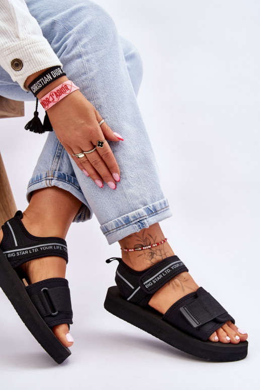 Damessandalen met zelfklevende sluitingen Big Star LL274784 zwarte kleur