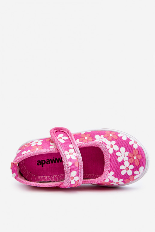 Kinderballerina's met bloemmotieven in de roze kleur Noah