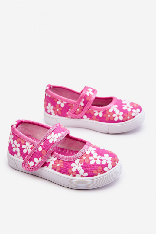 Kinderballerina's met bloemmotieven in de roze kleur Noah