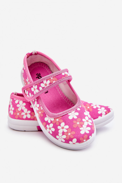 Kinderballerina's met bloemmotieven in de roze kleur Noah