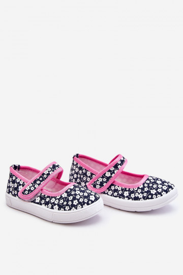 Kinderballerina's met plaksluiting in blauw-roze kleur Selah