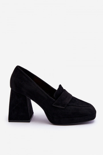 Suede schoenen met brede hak en plateau in de kleur zwart Adriel