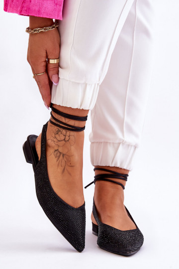 ballerina's met linten en studs in zwart Mavis