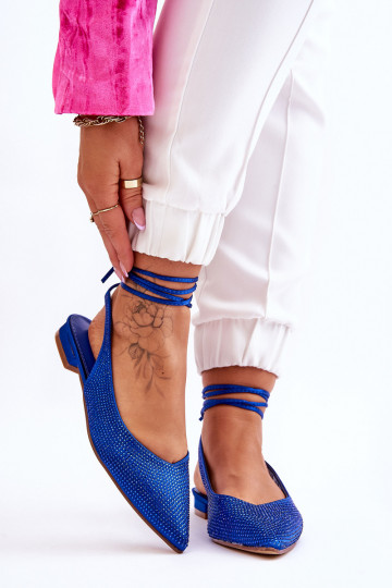 ballerina's met linten en studs in blauwe Mavis