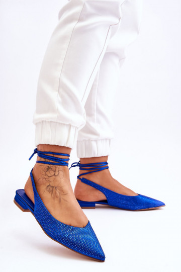 ballerina's met linten en studs in blauwe Mavis 2
