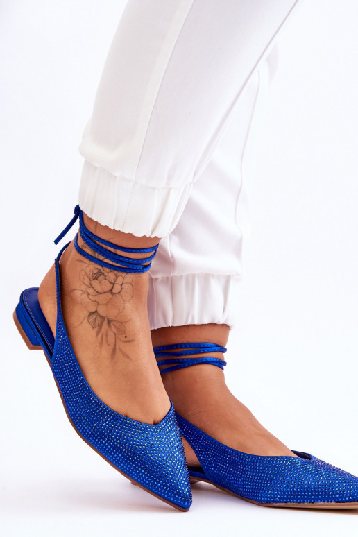 ballerina's met linten en studs in blauwe Mavis