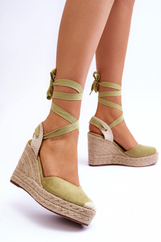 groene Lendy sandalen met veters groene Lendy sandalen met veters
