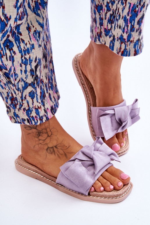 van suède Slippers met linten Paarse Ambra van suède Slippers met linten Paarse Ambra