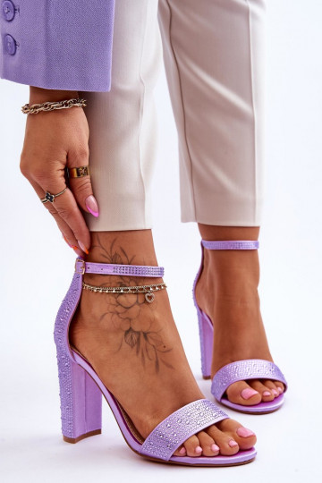Elegante sandalen met hoge hak en glinsterende oogjes in de kleur Violet Idealistic