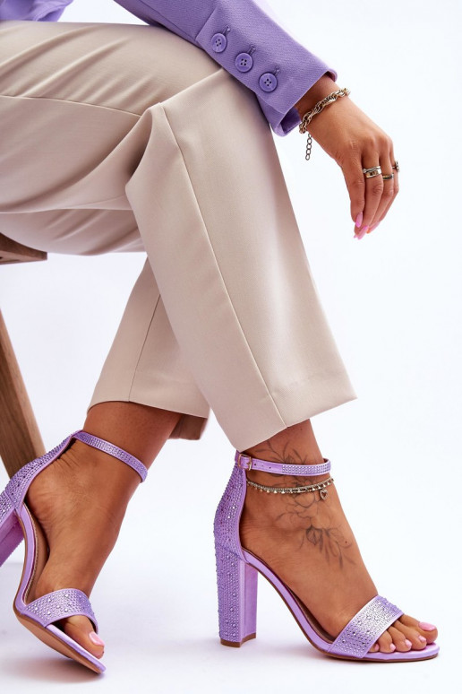 Elegante sandalen met hoge hak en glinsterende oogjes in de kleur Violet Idealistic
