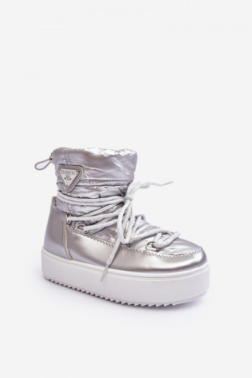 Kindersnowboots verwarmd met veters zilverkleur Colina