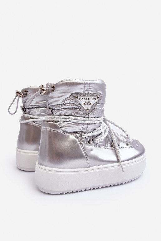 Kindersnowboots verwarmd met veters zilverkleur Colina