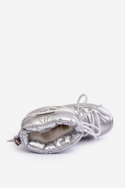 Kindersnowboots verwarmd met veters zilverkleur Colina