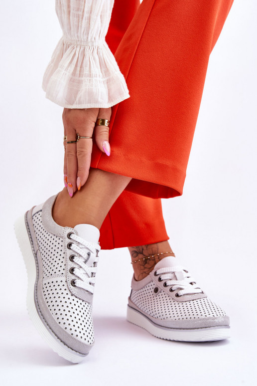 Opengewerkte schoenen Sportieve stijl Wit-zilverkleur Cantare