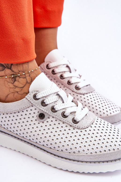 Opengewerkte schoenen Sportieve stijl Wit-zilverkleur Cantare