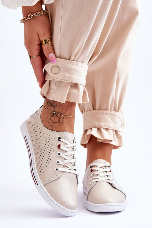 met opengewerkte elementen vrijetijdsschoenen beige kleur Ferone