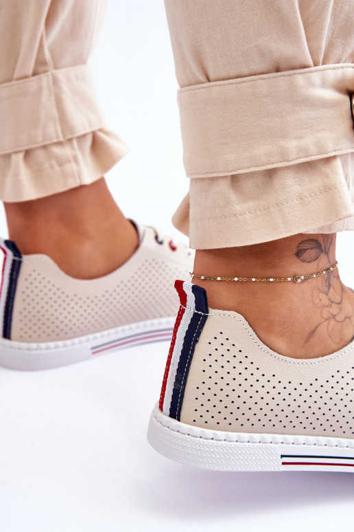 met opengewerkte elementen vrijetijdsschoenen beige kleur Ferone