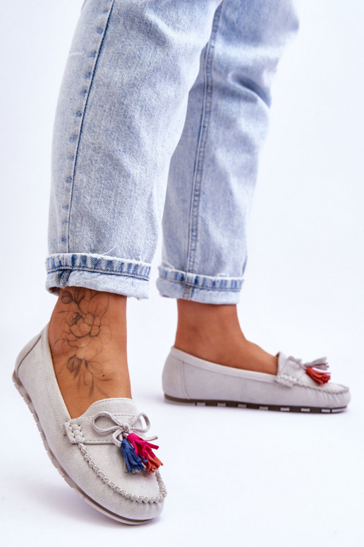 Suede mocassins met franjes in het grijs Dorine Suede mocassins met franjes in het grijs Dorine