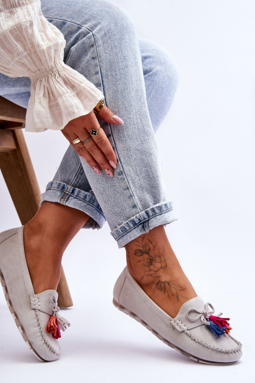 Suede mocassins met franjes in het grijs Dorine Suede mocassins met franjes in het grijs Dorine