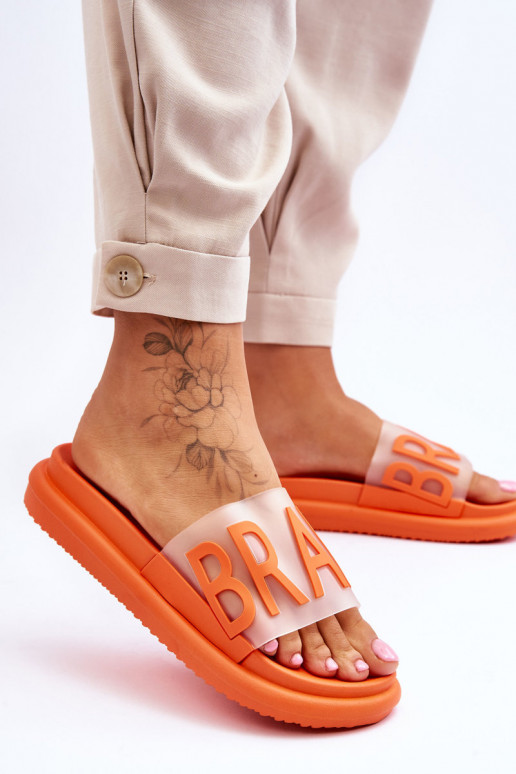 Slippers met platform in de oranje kleur Brave Slippers met platform in de oranje kleur Brave