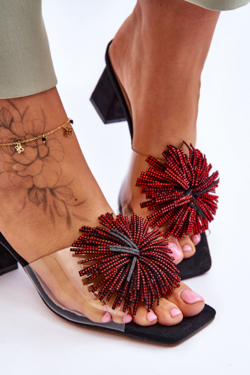 Doorzichtige pantoffels met hakken S.Barski KV-AP658-1 zwarte kleur Doorzichtige pantoffels met hakken S.Barski KV-AP658-1 zwarte kleur